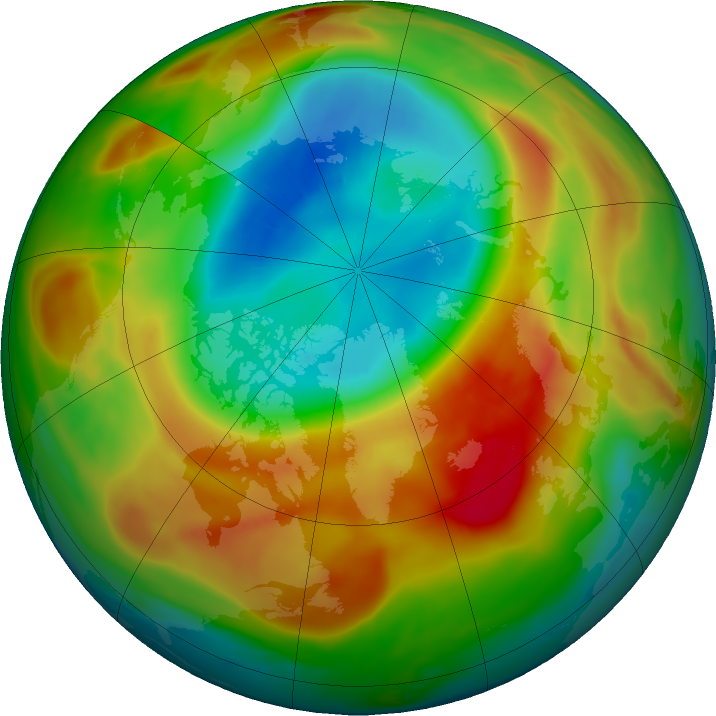 Arctic ozone map for 05 March 2020